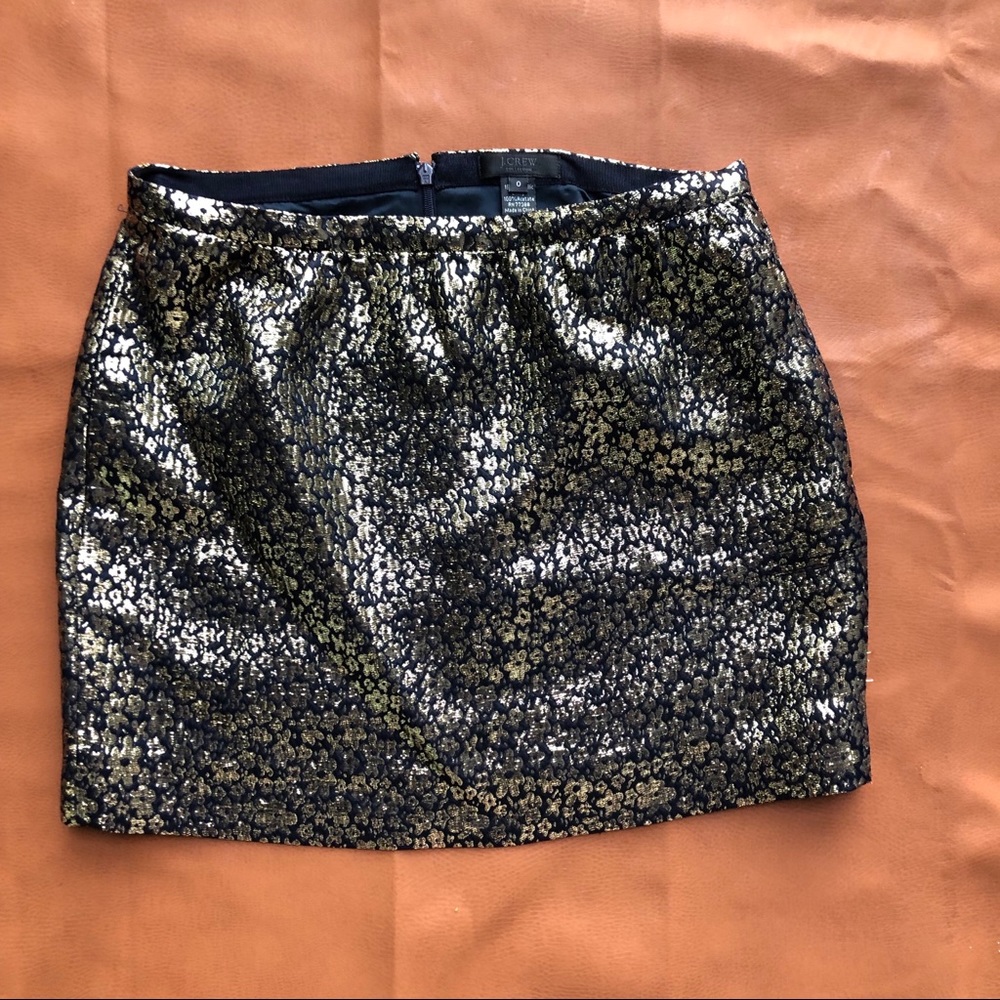 J.Crew Gold/Bl Marigold Floral Jacquard Bell Skirt